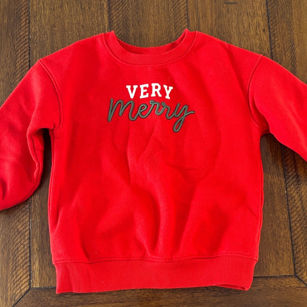 Cat & Jack Red 'Very Merry' Kids Sweatshirt